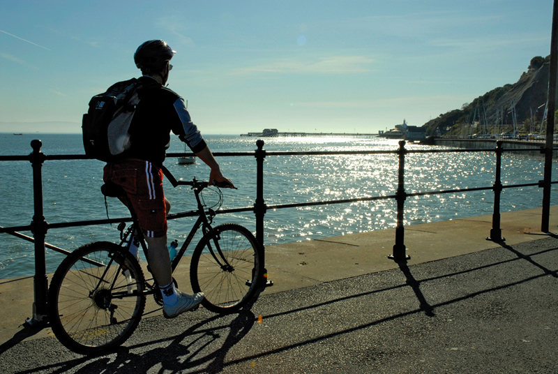 Cycling in Swansea bay
